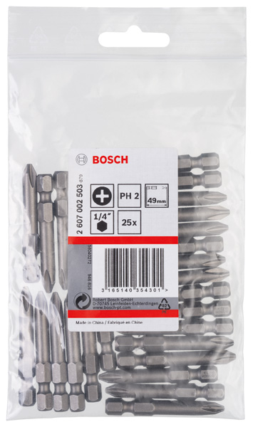 BOSCH Schrauberbit Extra-Hart PH 2, 49 mm, 25er-Pack