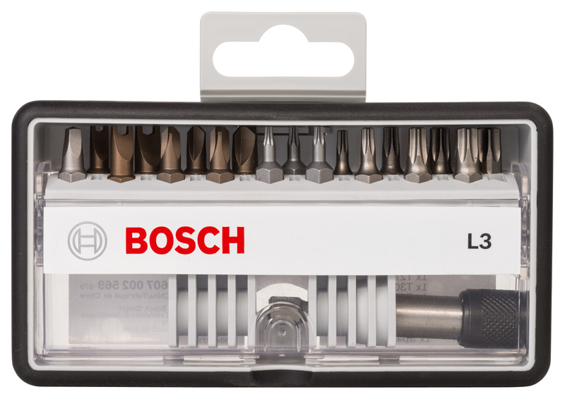 BOSCH Schrauberbit-Set Robust Line L Extra-Hart, 18 + 1-teilig, 25 mm, Sicherh. Bits