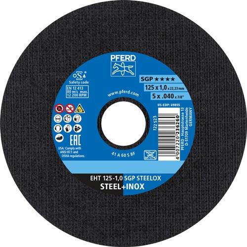 PFERD Trennscheibe SGP STEELOX D125x1mm ger.INOX Bohr.22,23mm PFERD