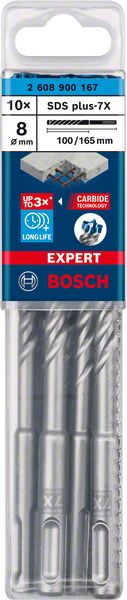 BOSCH EXPERT SDS plus-7X Hammerbohrer, 8 x 100 x 165 mm, 10-tlg.. Für Bohrhämmer BOSCH EXPERT SDS plus-7X Hammerbohrer, 8 x 100 x 165 mm, 10-tlg.. Für Bohrhämmer
