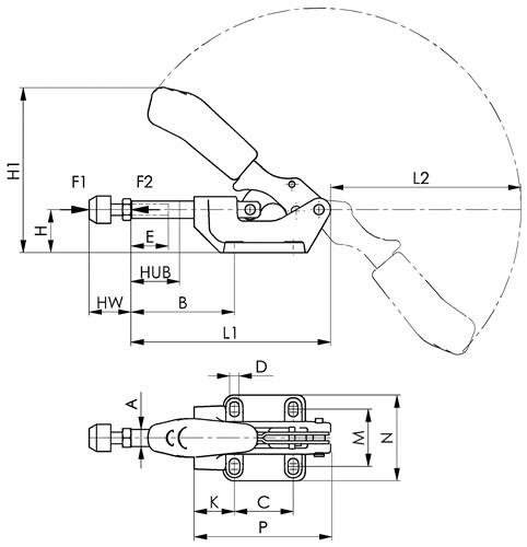 AMF Schubstangenspanner Nr.6842 Gr.7 schwer,Druck-/Zugspanner AMF