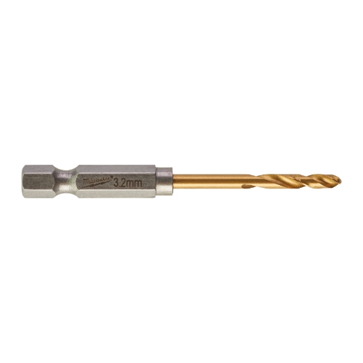 MILWAUKEE 3,2 x 66,5 mm SHOCKWAVE Metallbohrer HSS-G RED HEX Titan 1/4"