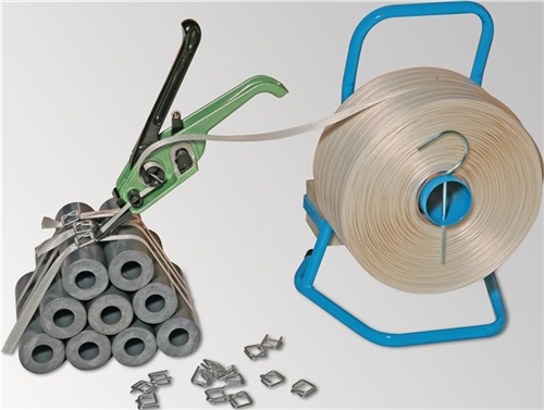 WERTH Umreifungsset f.PE-Fadenstrukturband Band L850xB16mm m.tragb.Abroller Rd-Spanner