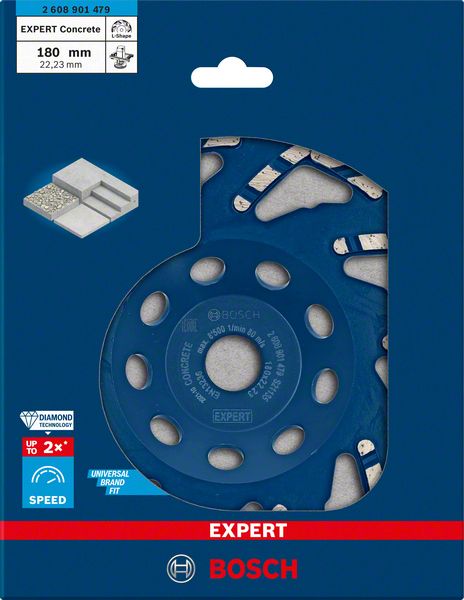 BOSCH EXPERT Concrete Diamanttopfscheibe, 180 x 22,23 x 4,5 mm. Für Betonschleifer BOSCH EXPERT Concrete Diamanttopfscheibe, 180 x 22,23 x 4,5 mm. Für Betonschleifer
