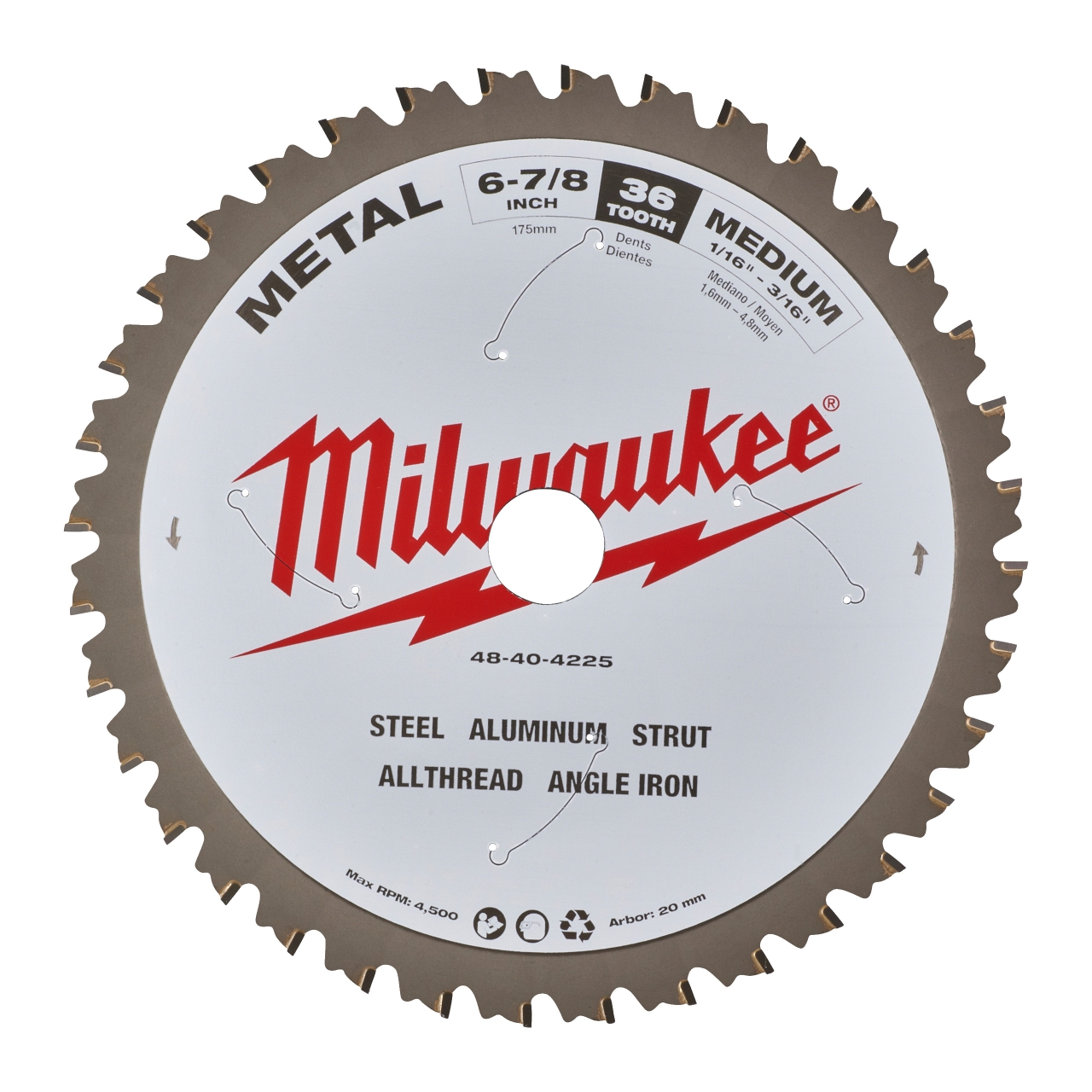 MILWAUKEE 174/20 mm Z36 Kreissägeblatt für Metall-Handkreissägen