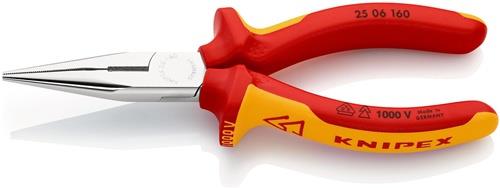 KNIPEX Flachrundzange DIN ISO 5745 L.160mm flach/rund ger.Mehrkomp.-Hülle VDE KNIPEX