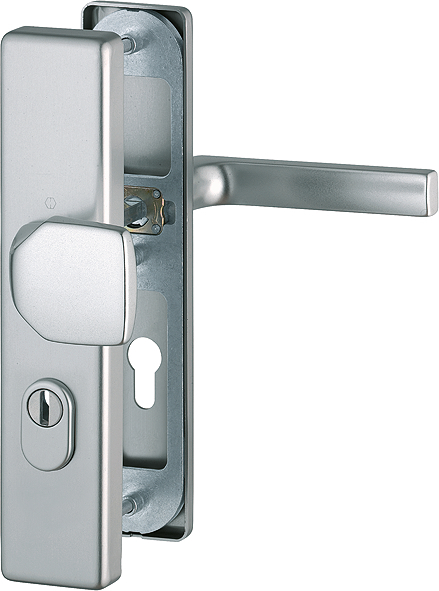 HOPPE® Schutz-Wechselgarnitur mit Langschild Dallas 61G/2222ZA/2210/1643, 8/72 mm, Aluminium