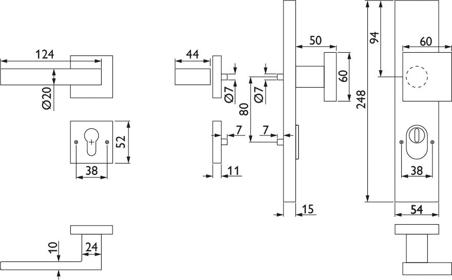 HERMAT Schutz-Kombi-Wechselgarnitur WEST 1682L.ROS/2094.KS/3132, Edelstahl