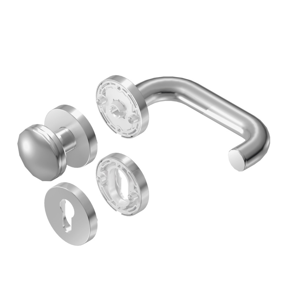 BKS FH Wechselgarnitur RONDO H1.0/K1.0 mit Rosetten B-72200, Edelstahl