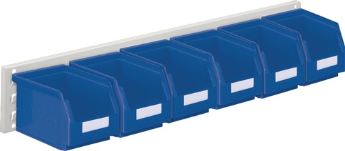 RASTERPLAN Sichtlagerkastenset H140xB920xT250mm Stahlblech/Polyethylen Ku.-besch.blau
