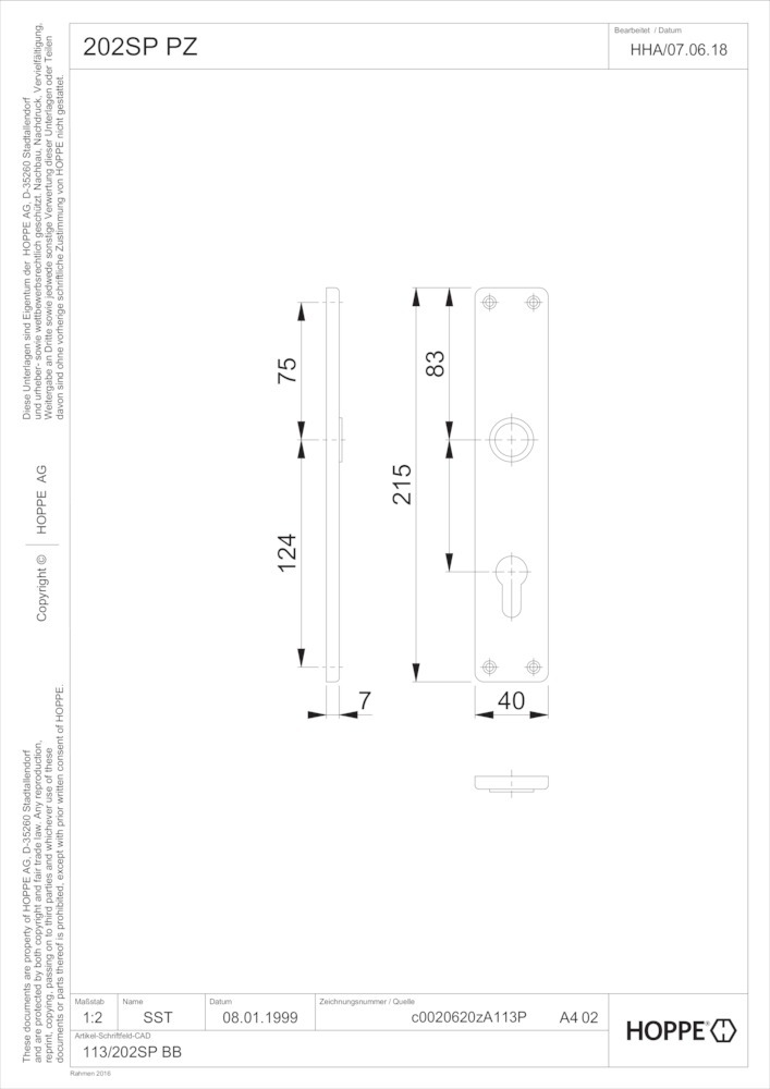 HOPPE® Langschildpaar London 202SP, Aluminium, 6152094