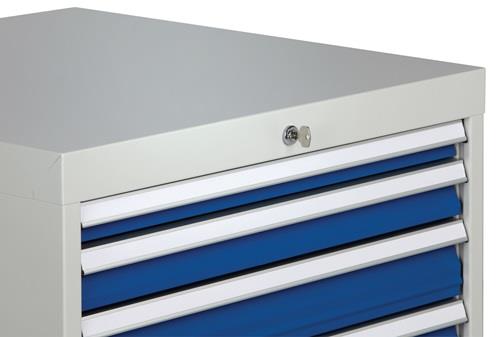 Schubladenschrank H1019xB1005xT736mm lichtgrau/signalblau 8 Schubl.Vollauszug