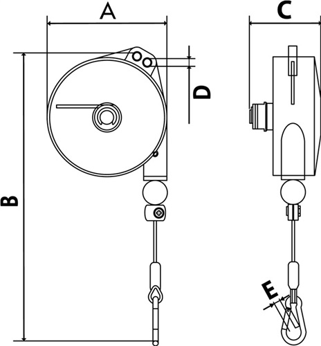 PLANETA Federzug TCN 9311 Trgf.0,4-1kg Edelstahl-Drahtseil Seillänge 1,6m
