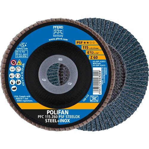 PFERD Fächerscheibe POLIFAN Z PSF STEELOX D.115mm K.60 kon.STA/INOX ZK PFERD