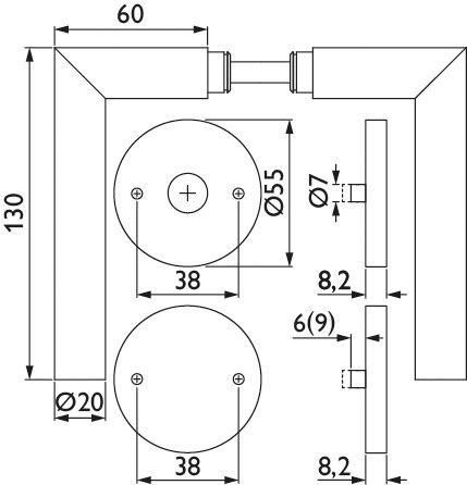 HERMAT Drückergarnitur mit Rosetten BASIC 02 1802/2073.M, Klasse 4, Edelstahl