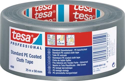 TESA Gewebeband tesaband® Stand.4688 silber-matt L.25m B.50mm Rl.TESA