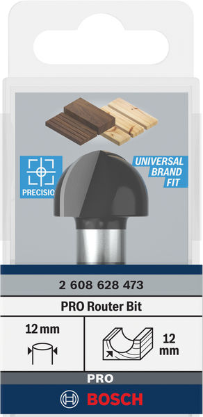 BOSCH Hohlkehlfräser, 12 mm, R1 12 mm, D 24 mm, L 15,9 mm, G 57 mm