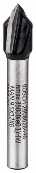 BOSCH V-Nutfräser 6 mm, D1 9,5 mm, L 12,35 mm, G 45 mm, 90°