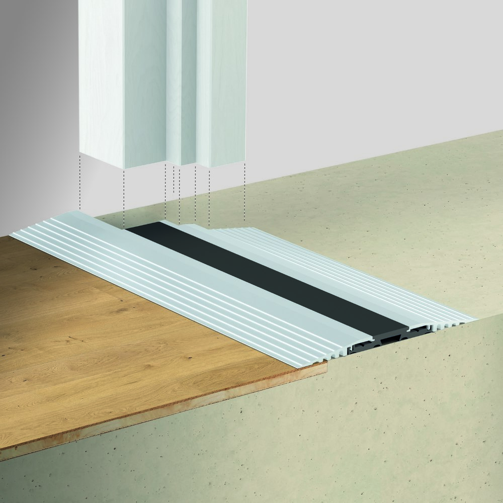 PLANET Flachschwelle F140, reduzierte Höhe, Aluminium 1.190 mm silberfarben