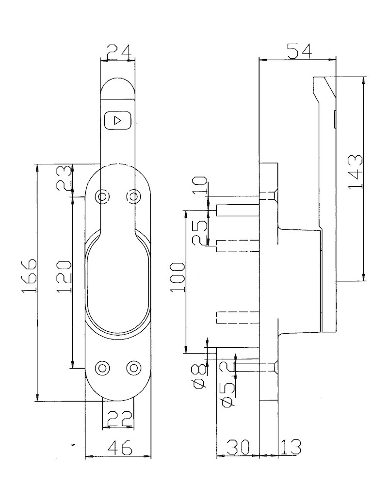 DENI Türtreibriegel 4220 für Rundstangen, Aluminium DENI Türtreibriegel 4220 für Rundstangen, Aluminium