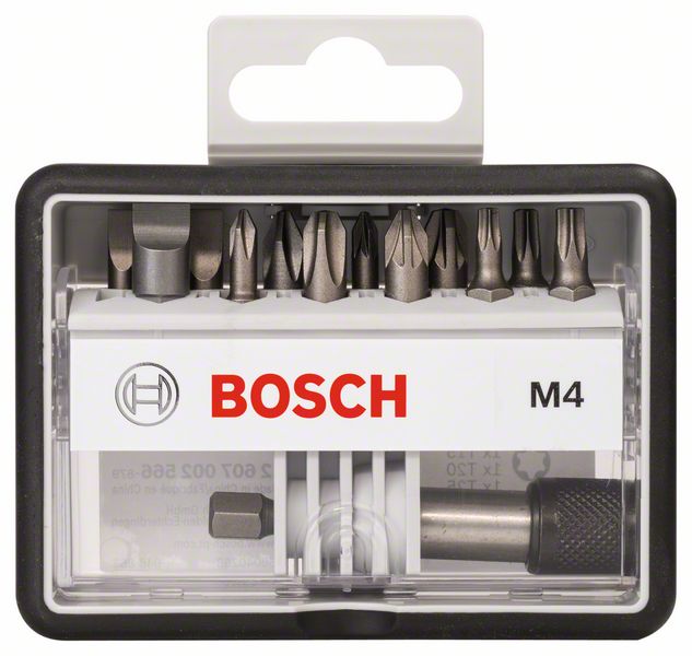 BOSCH Schrauberbit-Set Robust Line M Extra-Hart, 12+1-teilig, 25 mm, PH, PZ, Torx, LS