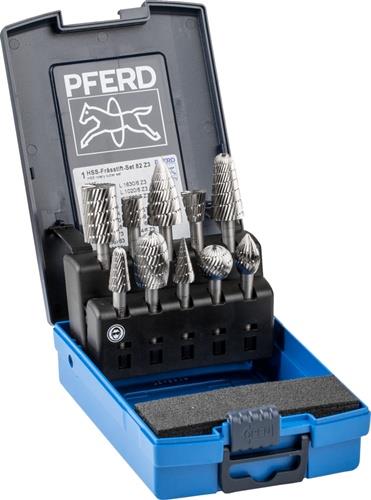 PFERD Frässtifteset 82 Schaft-D.6mm 10-tlg.HSS 3 bruchfeste Ku.-Box PFERD