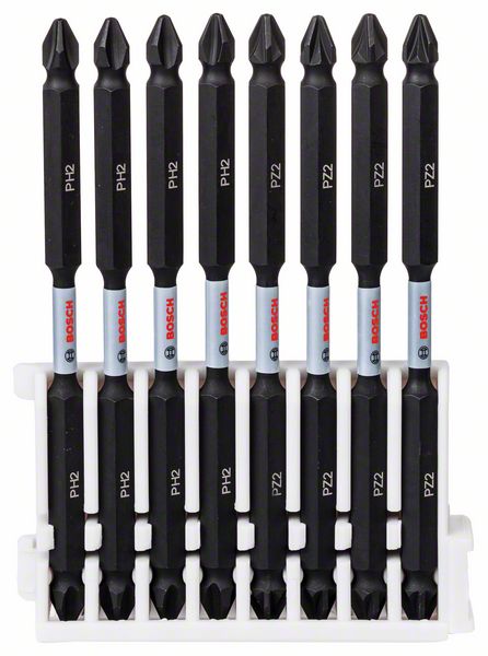 BOSCH Doppelklingen Schrauberbit-Set Impact Control, 8-teilig, 4 x PH2, 4 x PZ2,110 mm