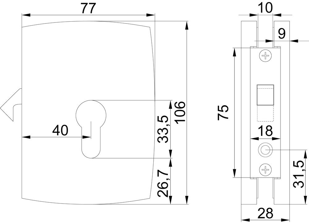 HERMAT Ganzglastürschloss 6903, Aluminium