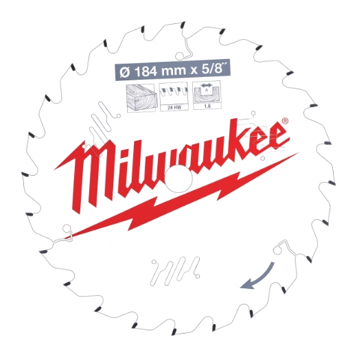MILWAUKEE 184/15,87 mm 24 Wechselzahn Kreissägeblatt Holz für Handkreissägen
