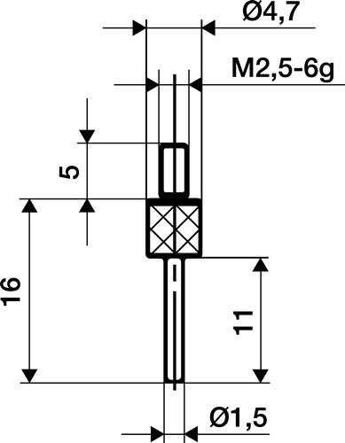 KÄFER Messeins.D.1,5mm L.11mm Stift M2,5 STA z.Messuhren KÄFER