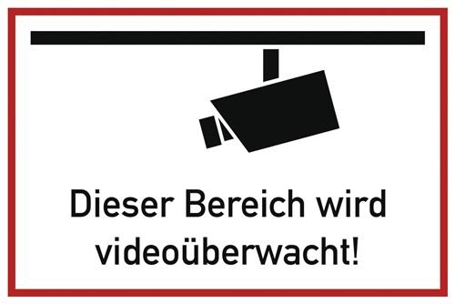 Nordwest Hinweiszeichen Videoüberwacht L300xB200mm weiß schwarz Folie