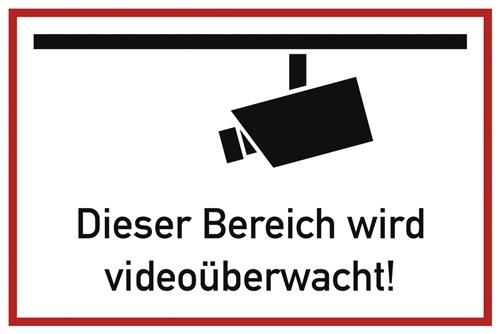 Hinweiszeichen Videoüberwacht L300xB200mm weiß schwarz Folie