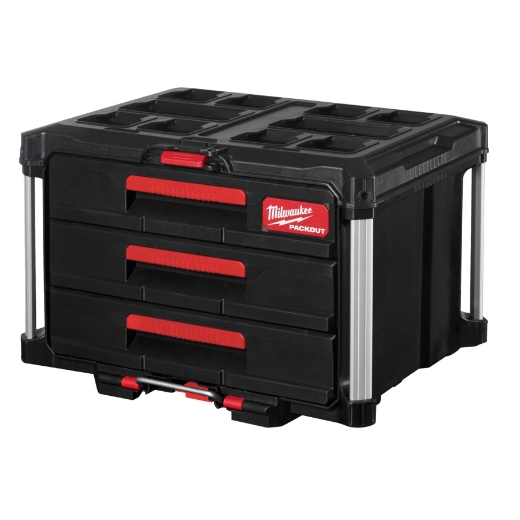 MILWAUKEE 560 x 410 x 360 mm PACKOUT Koffer mit 3 Schubladen