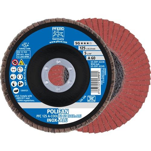 PFERD Fächerscheibe POLIFAN A-COOL SG INOX+ALU D.125mm K.60 kon.INOX/Aluminium NK