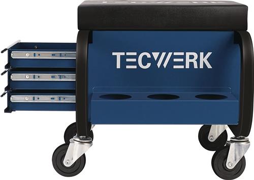 TECWERK Werkstattrollsitz m.Rl.u.Ablage Kunstlederpolster blau/schwarz TECWERK