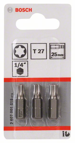 BOSCH Schrauberbit Extra-Hart T27, 25 mm, 3er-Pack