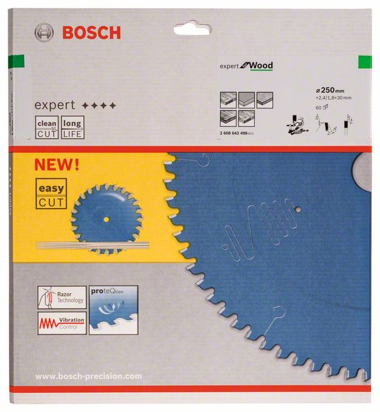 BOSCH Kreissägeblatt Expert for Wood, 250 x 30 x 2,4 mm, 60