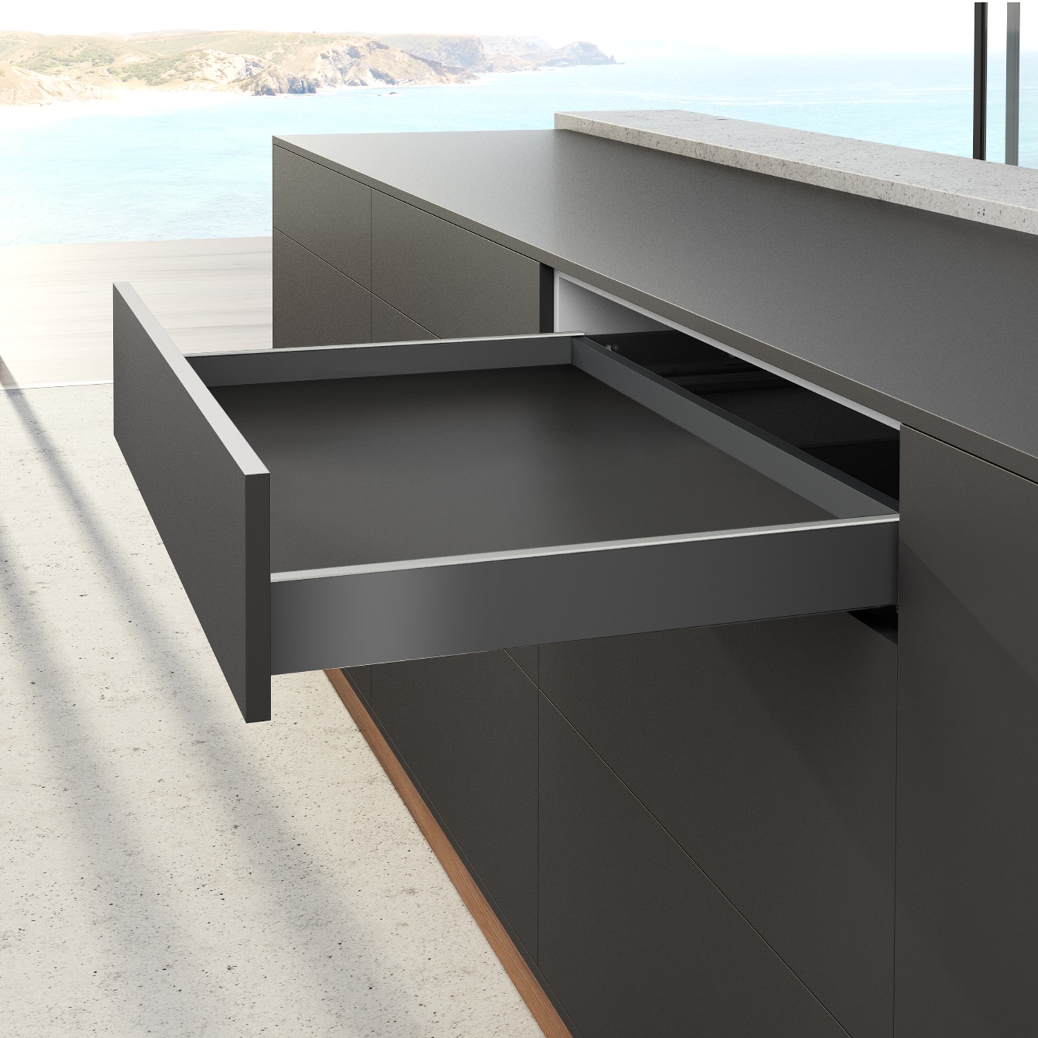 HETTICH AvanTech YOU Set Zarge, Höhe 77 mm x NL 400 mm, anthrazit, links und rechts, 9353417