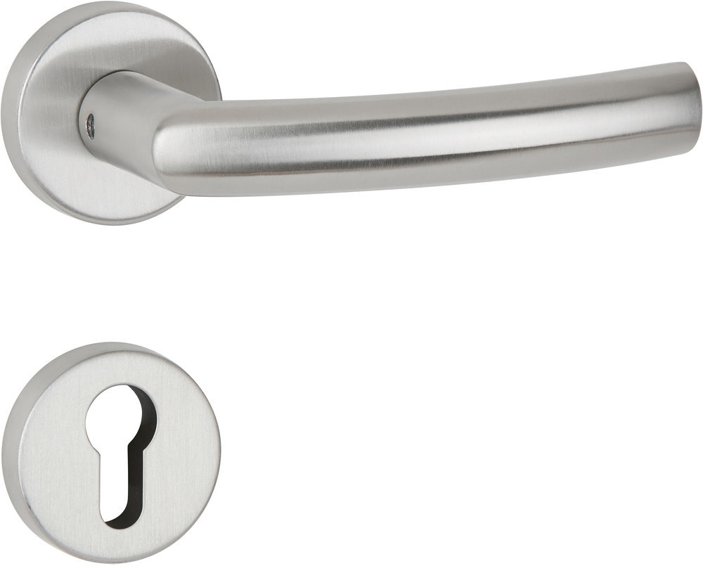 HERMAT Drückergarnitur mit Rosetten BASIC 07 1807/2036.K, Edelstahl