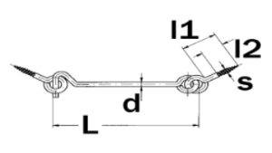 Lüsebrink Sturmhaken mit 1 festen und 1 losen Ringschraube L: 250 mm, d: 5,8 mm, verzinkt