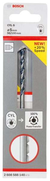 BOSCH Betonbohrer CYL-5, Blue Granite, 5 x 50 x 100 mm