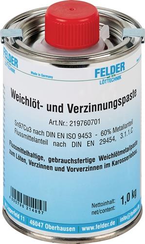 FELDER Weichlöt- u.Verzinnungspaste 230-250GradC 1kg S-Sn97Cu3 FELDER