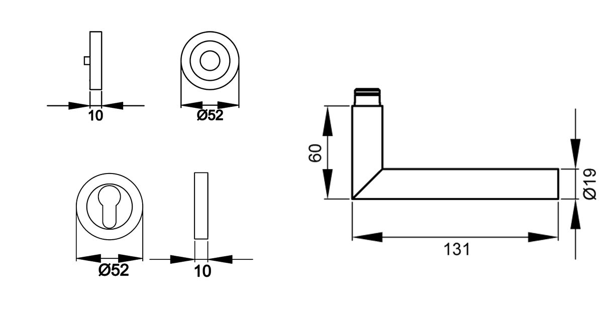 KARCHER DESIGN Drückergarnitur ER28 PZ0 83 - Rhodos, Profilzylinder, Edelstahl