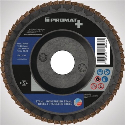 PROMAT Premium Fächerscheibe 2in1 D.125mm K.80 fl.INOX/Stahl ZK PROMAT