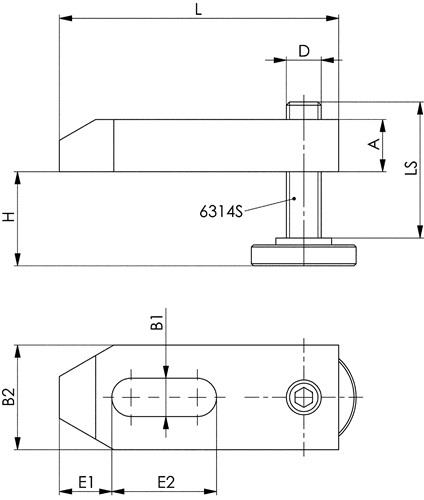 AMF Spanneisen Nr.6314V f.T-Nut 42mm Spann-H.24-150mm Spannschraube M36x42x400mm AMF