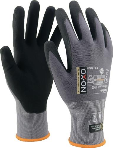 OX-ON Handschuh Flexible Advanced 1905 Gr.7 schwarz/hellgrau EN388 EN420+A1 PSA II