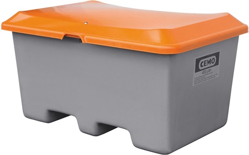 CEMO Streugutbehälter L1210xB820xH680mm 400l GFK grau/orange o.Entnahmeöffnung