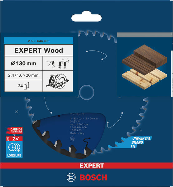 BOSCH Kreissägeblatt Expert for Wood, 130 x 20 x 2,4 mm, 24