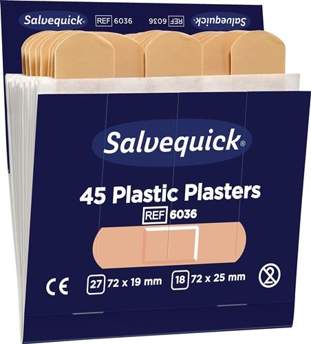 SALVEQUICK Pflasterstrips Salvequick wasserfest 6 Nachfüllpack je 45 St.SALVEQUICK