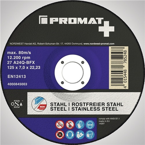 PROMAT Premium-Schruppscheibe 2in1 D125xS7mm gekr.INOX/Stahl Bohr.22,23mm PROMAT